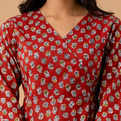 Ethnic Motifs Printed Gathers Cotton Tunic