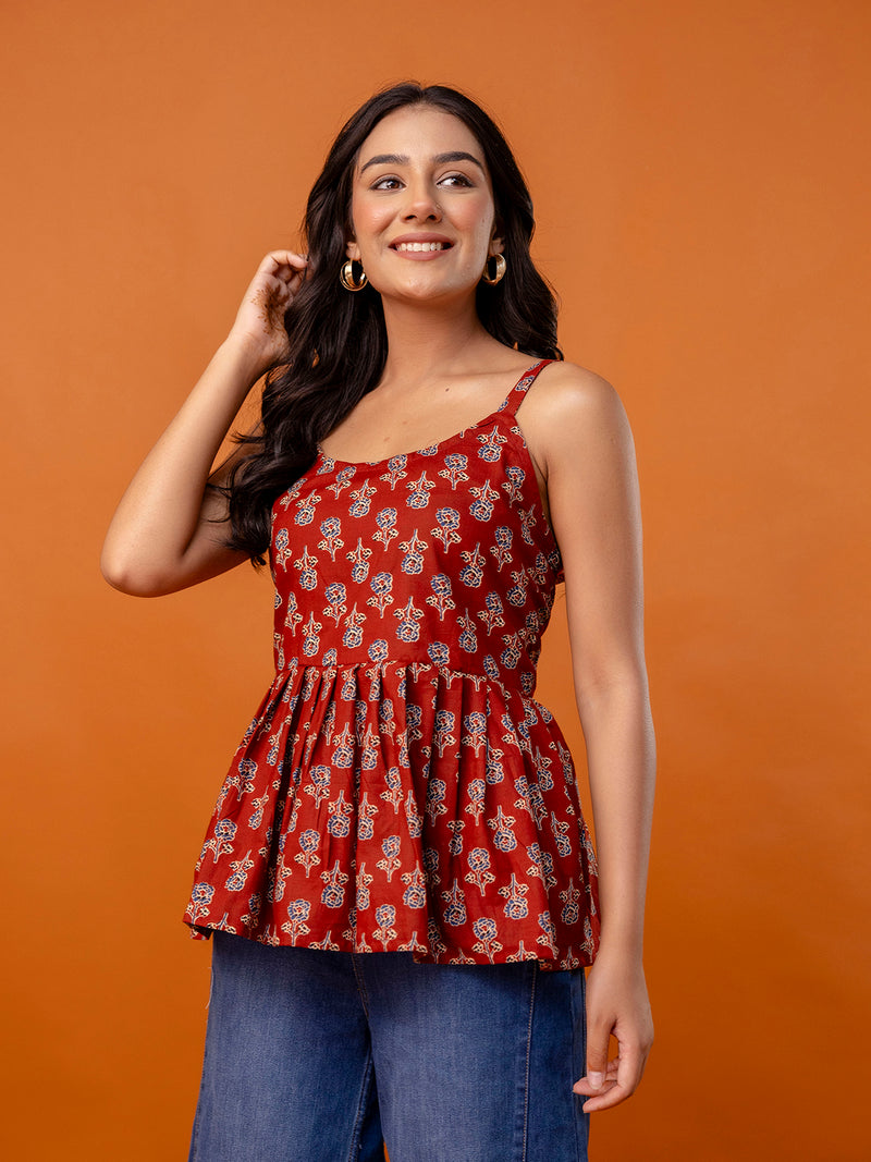 Strappy Peplum Top – Flattering Fit, All-Day Comfort, Sizes XS–XXL.