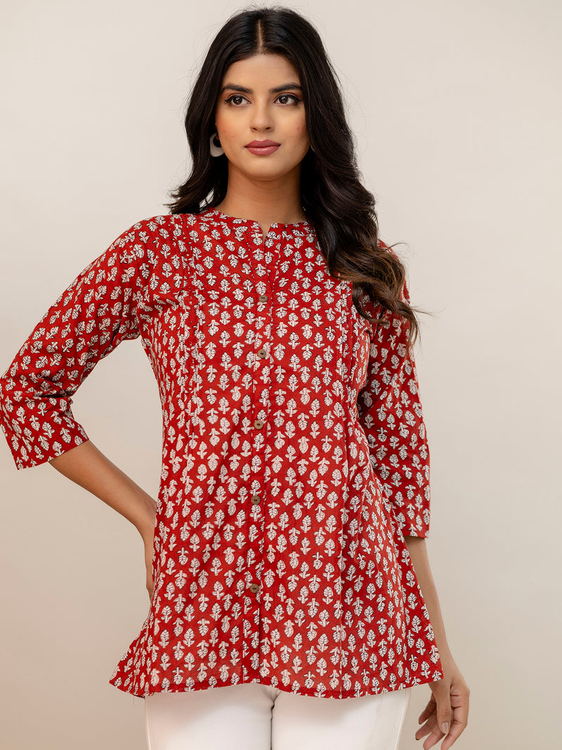 Elegant Mandarin Collar Printed Tunic – Stylish & Comfortable, Sizes