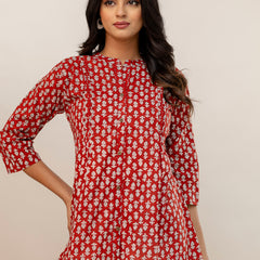 Elegant Mandarin Collar Printed Tunic – Stylish & Comfortable, Sizes