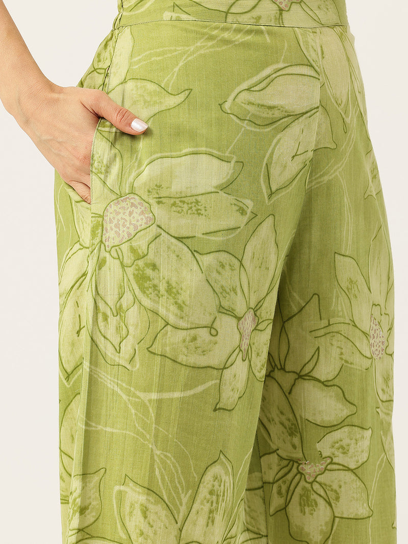 Floral Sleeveless Cotton Co-Ord Set with Choker Neckline – Pure Cotton | Sizes S–XXL