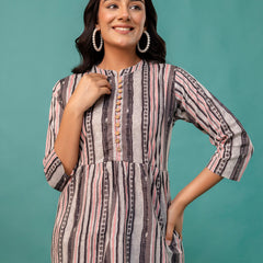 Tunic – Mandarin Collar, 3/4 Sleeves, Flattering Fit (Sizes S–XXL)