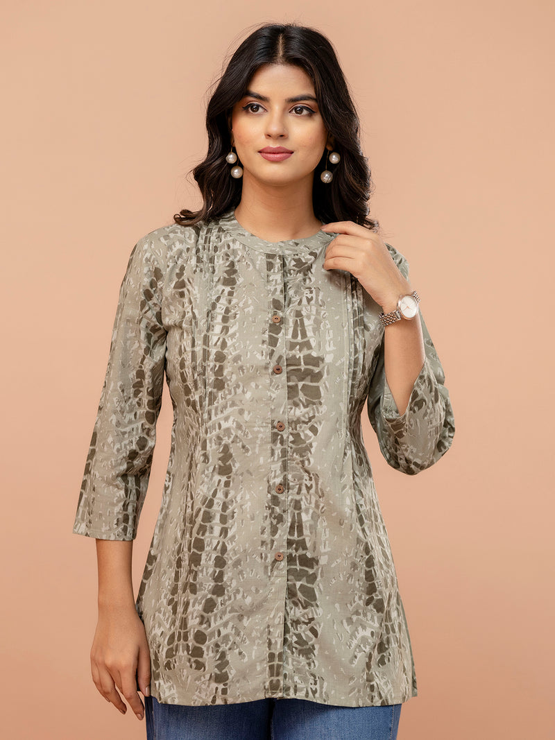Elegant Mandarin Collar Printed Tunic – Stylish & Comfortable, Sizes