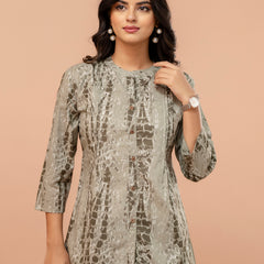 Elegant Mandarin Collar Printed Tunic – Stylish & Comfortable, Sizes