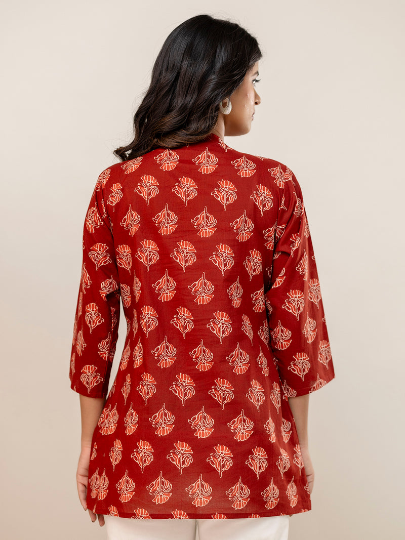 Elegant Mandarin Collar Printed Tunic – Stylish & Comfortable, Sizes