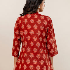 Elegant Mandarin Collar Printed Tunic – Stylish & Comfortable, Sizes