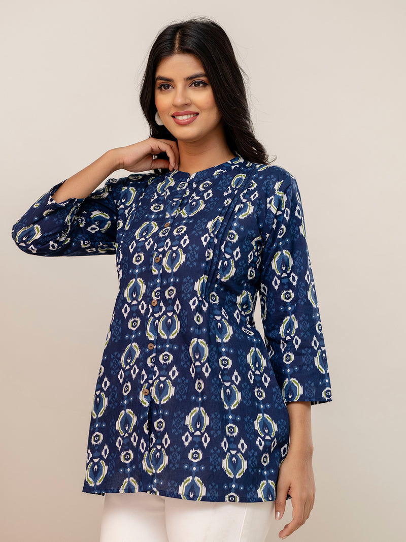 Elegant Mandarin Collar Printed Tunic – Stylish & Comfortable, Sizes