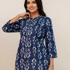 Elegant Mandarin Collar Printed Tunic – Stylish & Comfortable, Sizes