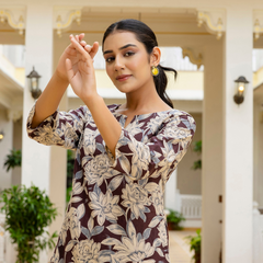 Brown Breezy Printed Cotton Co-Ord Set for Comfortable All-Day Wear