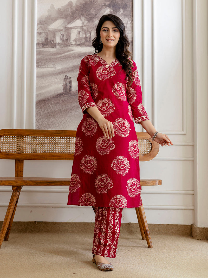 Bordered V-Neck 3-Piece Kurta Set with Ankle-Length Pants & Full-Length Dupatta (M–XXL)