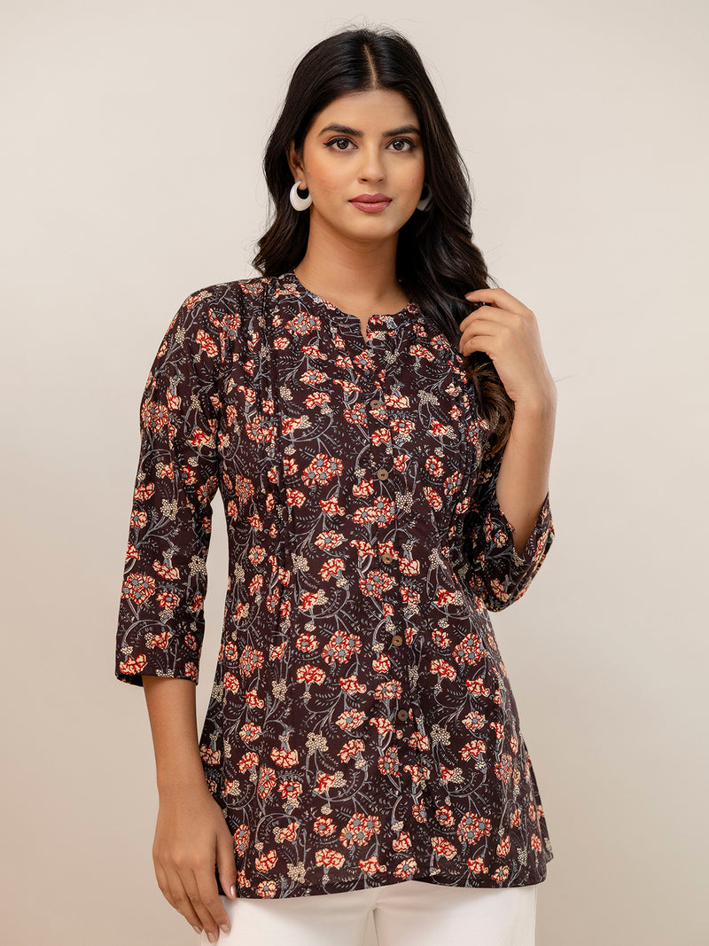 Elegant Mandarin Collar Printed Tunic – Stylish & Comfortable, Sizes