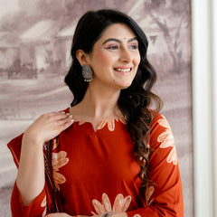 Printed Cotton Kurta Set with Ankle-Length Pants and Graceful Dupatta