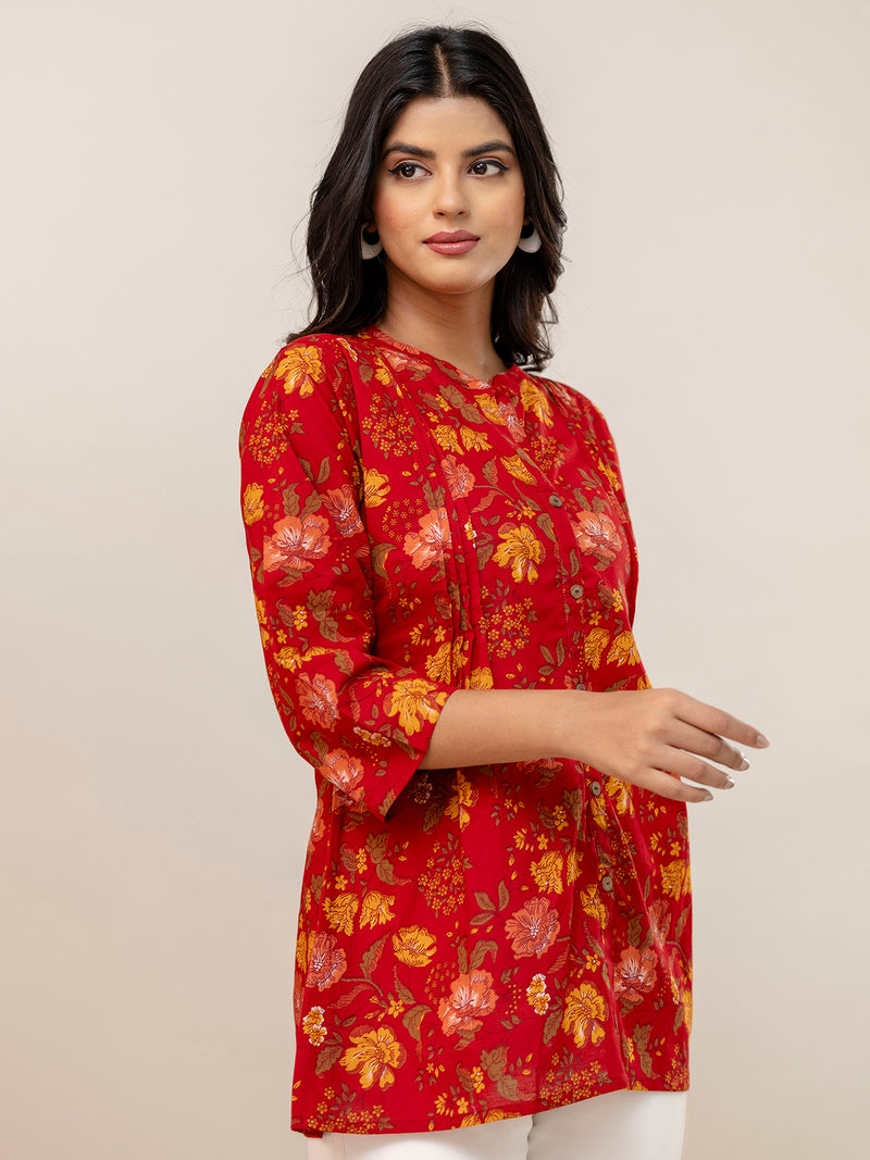 Elegant Mandarin Collar Printed Tunic – Stylish & Comfortable, Sizes