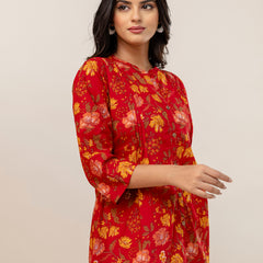 Elegant Mandarin Collar Printed Tunic – Stylish & Comfortable, Sizes