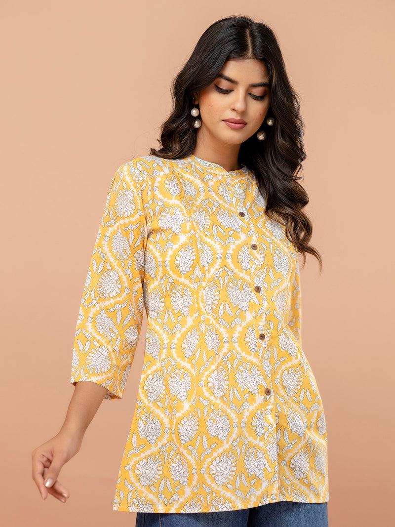 Elegant Mandarin Collar Printed Tunic – Stylish & Comfortable, Sizes