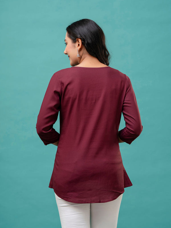 Feranoid Plain short kurti Rayon Sia