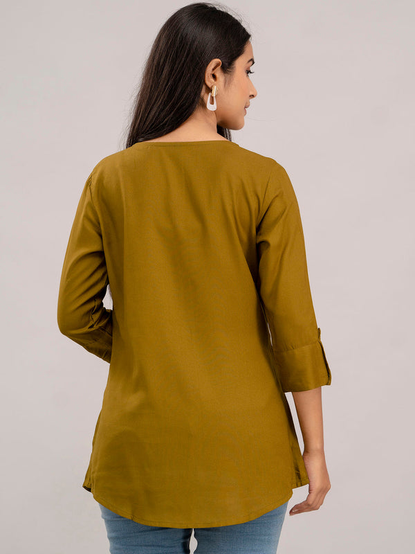 Feranoid Plain Short Kurti Rayon Sia