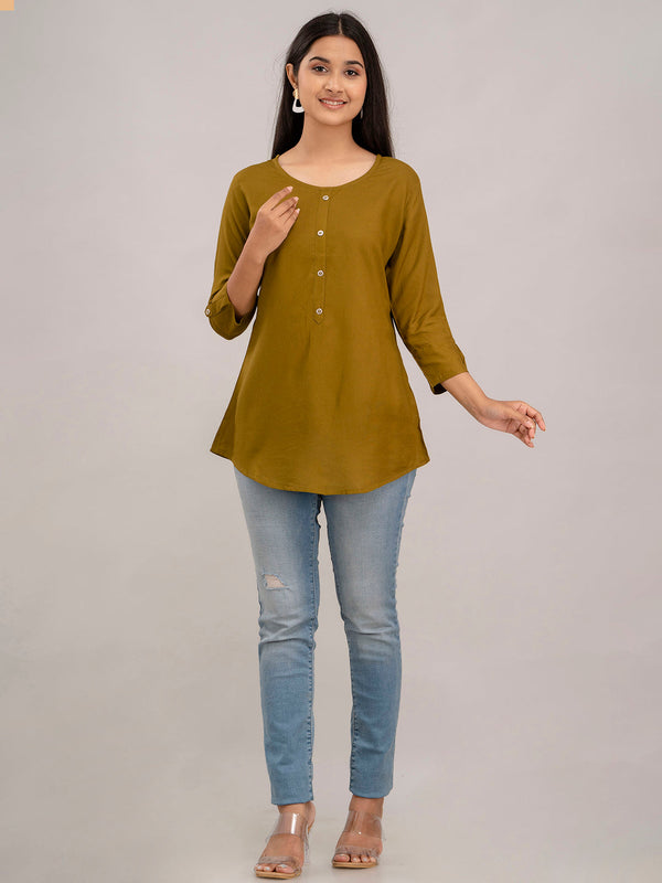 Feranoid Plain Short Kurti Rayon Sia