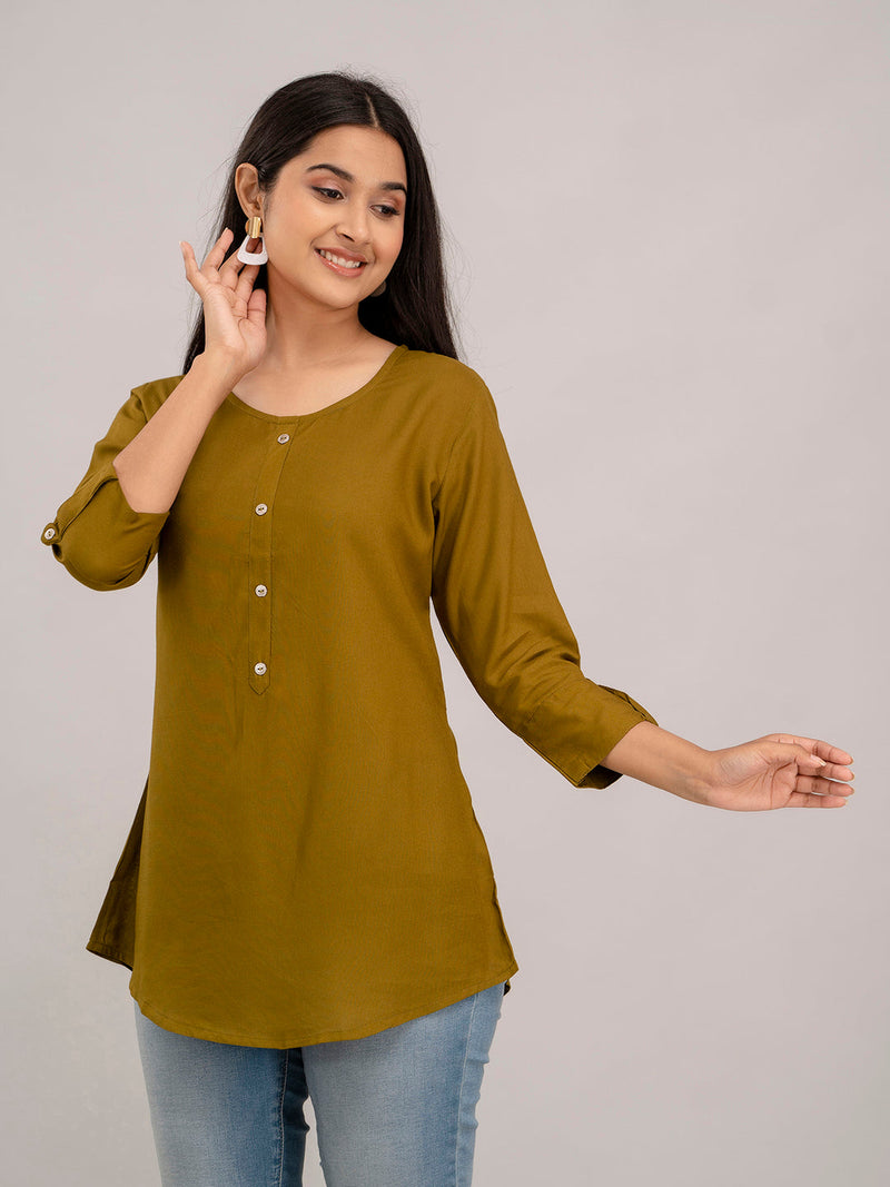 Feranoid Plain Short Kurti Rayon Sia