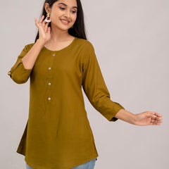 Feranoid Plain Short Kurti Rayon Sia