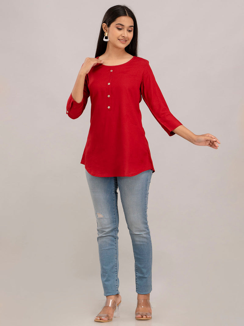 Feranoid Plain Short Kurti Rayon Sia