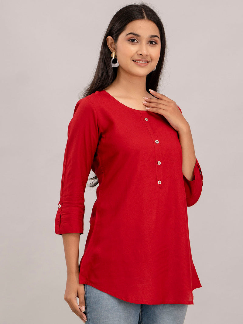 Feranoid Plain Short Kurti Rayon Sia