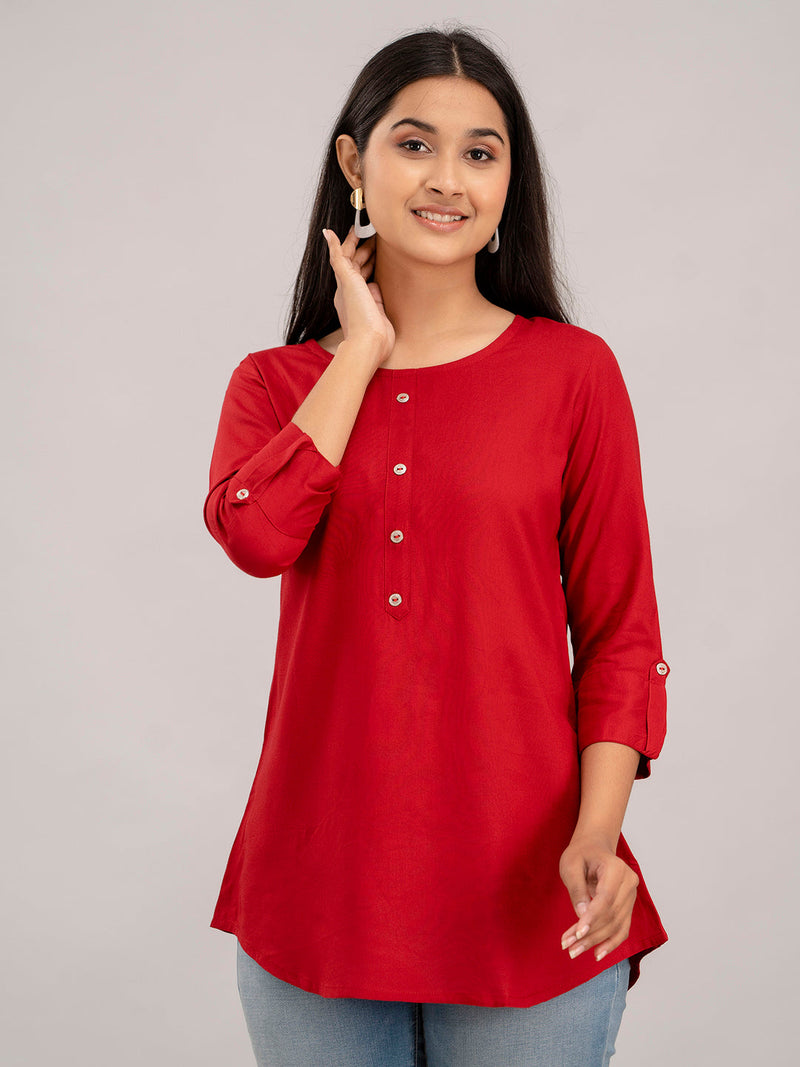 Feranoid Plain Short Kurti Rayon Sia