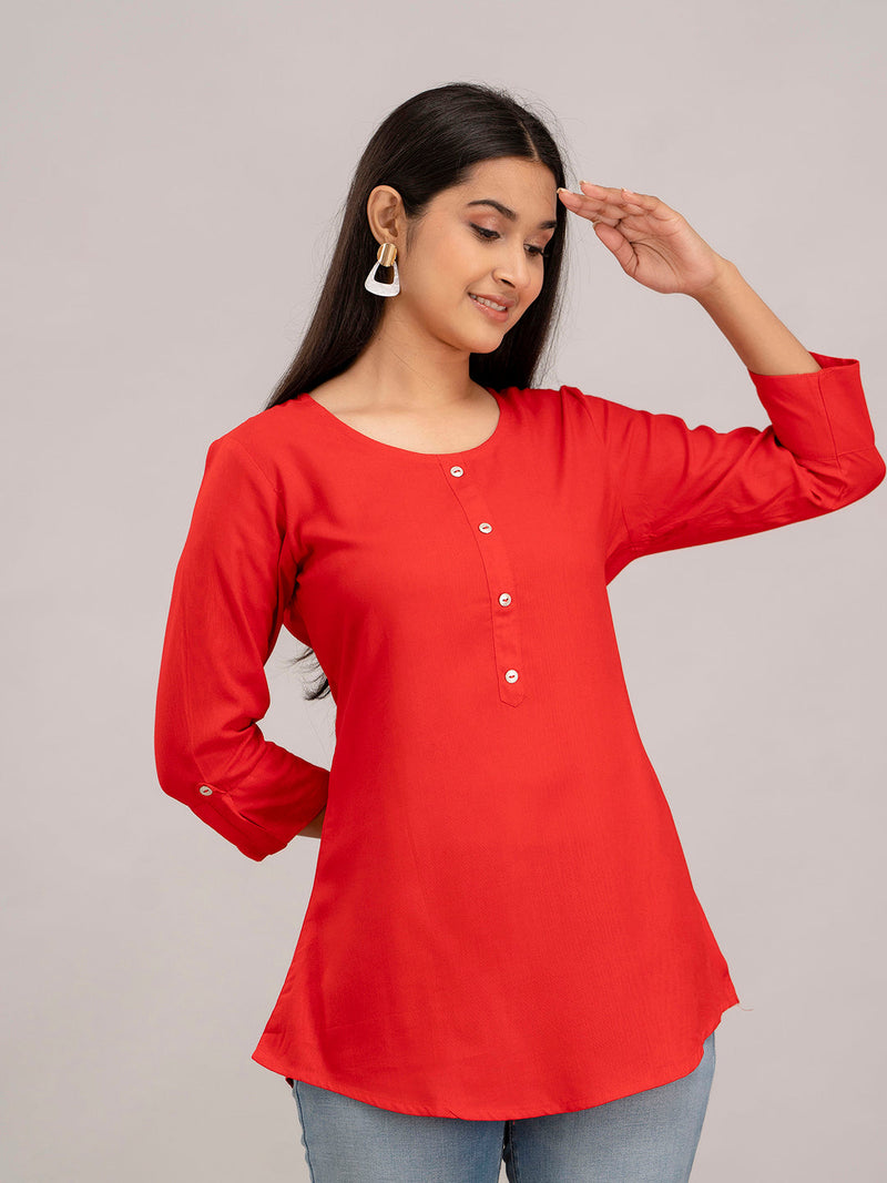 Feranoid Plain Short Kurti Rayon Sia