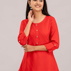 Feranoid Plain Short Kurti Rayon Sia