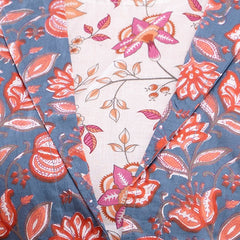 Floral Printed Shirt Collar Pure Cotton Pleated Kurti