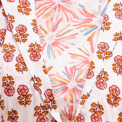 Floral Printed Shirt Collar Pure Cotton Pleated Kurti