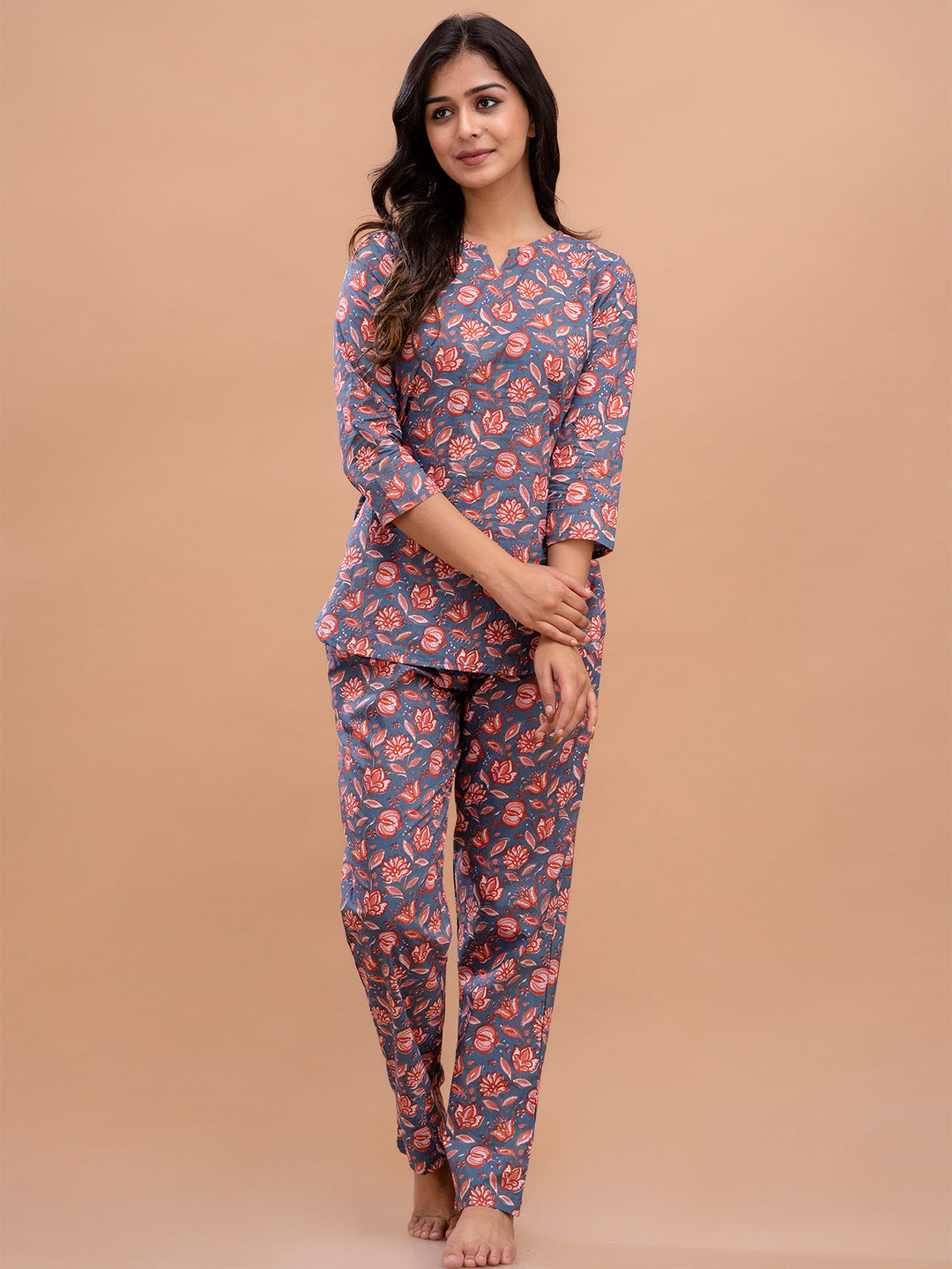 Floral Printed Pure Cotton Night Suits FRLW9024