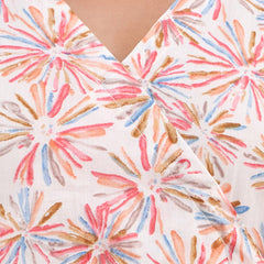 Floral Printed V-Neck Pure Cotton Angrakha A-Line Kurti