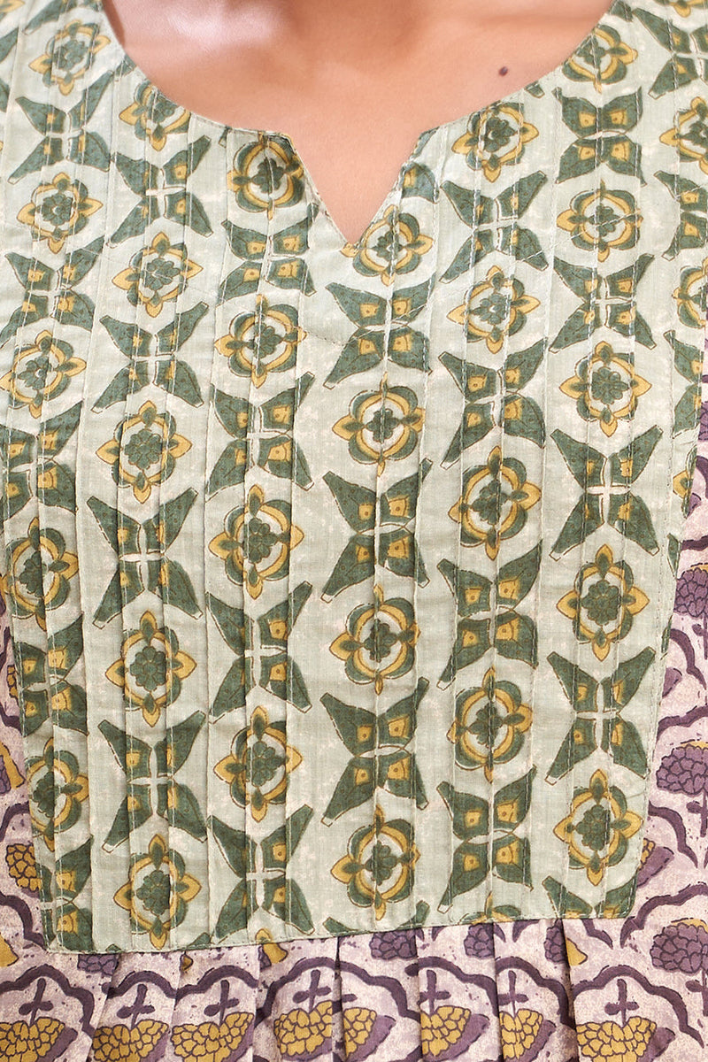 Ethnic Motifs Printed Gathers Cotton Tunic