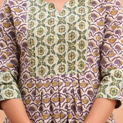 Ethnic Motifs Printed Gathers Cotton Tunic