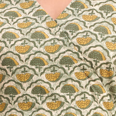 Floral Printed V-Neck Pure Cotton Angrakha A-Line Kurti
