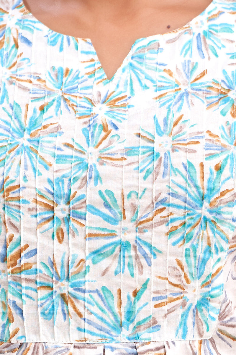 Ethnic Motifs Printed Gathers Cotton Tunic