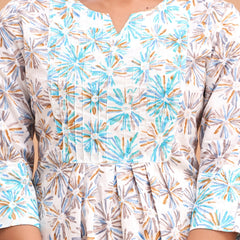 Ethnic Motifs Printed Gathers Cotton Tunic