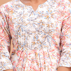 Ethnic Motifs Printed Gathers Cotton Tunic