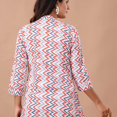Floral Printed Pure Cotton Pleated A-Line Kurti