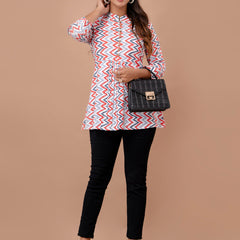 Floral Printed Pure Cotton Pleated A-Line Kurti