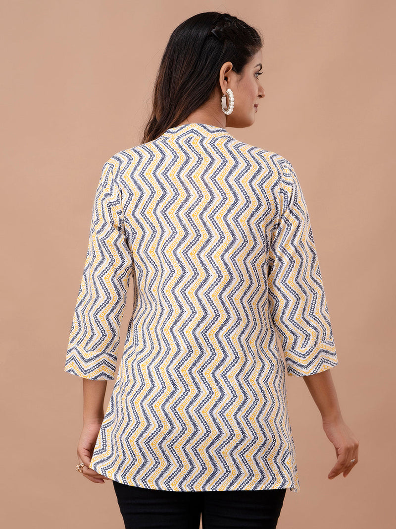 Floral Printed Pure Cotton Pleated A-Line Kurti