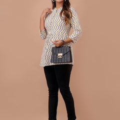 Floral Printed Pure Cotton Pleated A-Line Kurti