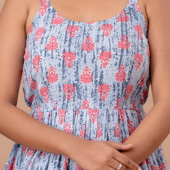 Floral Print Cotton Peplum Top