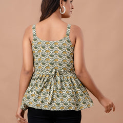 Floral Print Cotton Peplum Top
