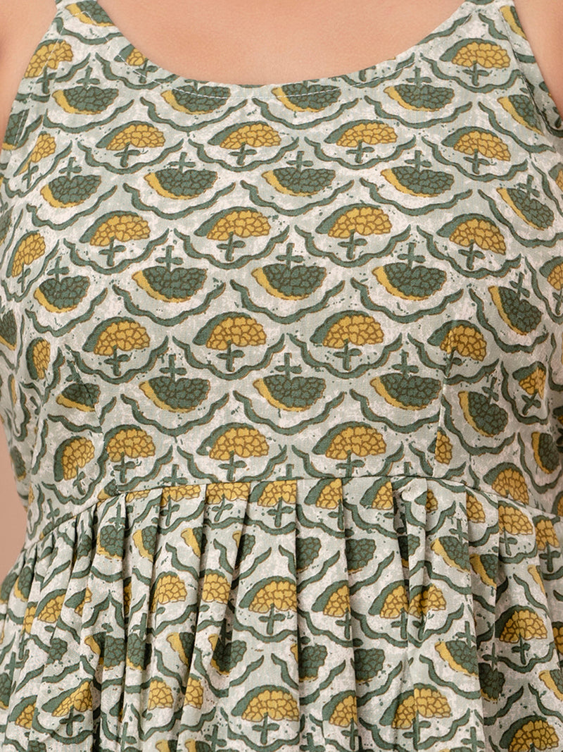 Floral Print Cotton Peplum Top