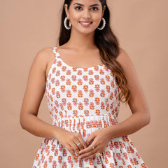 Floral Print Cotton Peplum Top