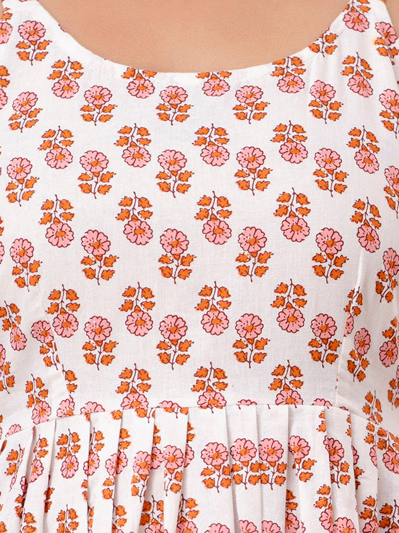 Floral Print Cotton Peplum Top