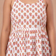 Floral Print Cotton Peplum Top