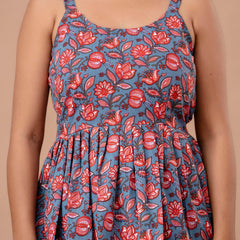 Floral Print Cotton Peplum Top